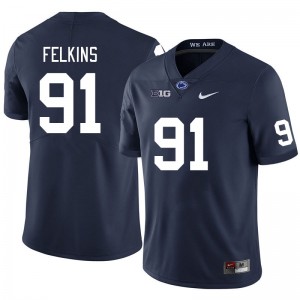 Men Alex Felkins Navy Penn State College Football #91 Jersey 996334-621