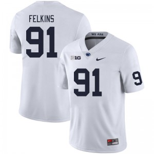 Men Alex Felkins White PSU College Football #91 Jersey 815556-406