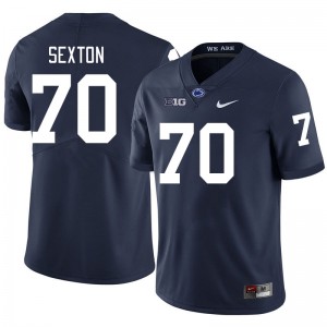 Men Garrett Sexton Navy PSU College Football #70 Jersey 895608-221