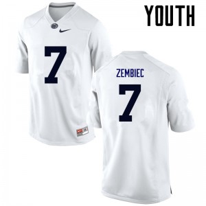 Youth Jake Zembiec White Penn State College Football #7 Jersey 498787-776