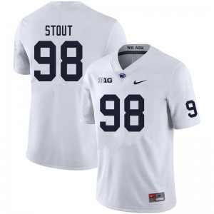 Men Jordan Stout White Penn State Nittany Lions College Football #98 Jersey 473118-322