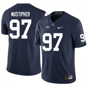 Men PJ Mustipher Navy Penn State Nittany Lions College Football #97 Jersey 896496-181