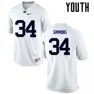 Youth Shane Simmons White Penn State College Football #34 Jersey 304099-532