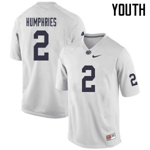 Youth Isaiah Humphries White Penn State Nittany Lions College Football #2 Jersey 623159-895
