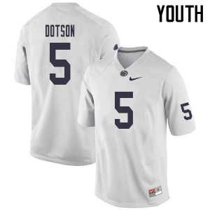 Youth Jahan Dotson White Penn State College Football #5 Jersey 416815-580