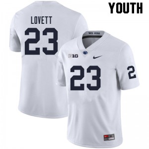 Youth John Lovett White PSU College Football #23 Jersey 107242-324