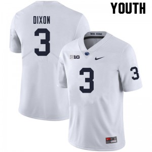 Youth Johnny Dixon White Penn State College Football #3 Jersey 533724-263
