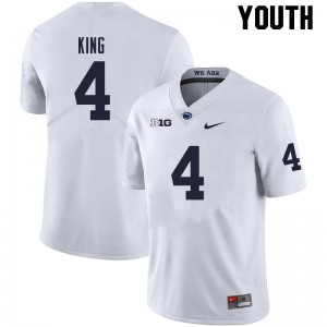 Youth Kalen King White Nittany Lions College Football #4 Jersey 970299-141