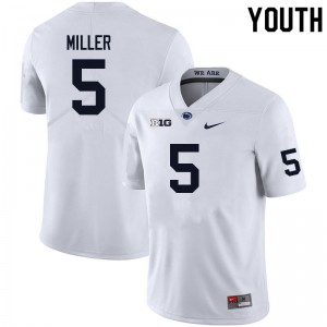 Youth Cam Miller White PSU College Football #5 Jersey 664405-223