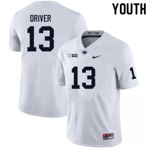 Youth Cristian Driver White PSU College Football #13 Jersey 901190-814