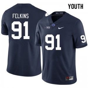 Youth Alex Felkins Navy PSU College Football #91 Jersey 699935-166