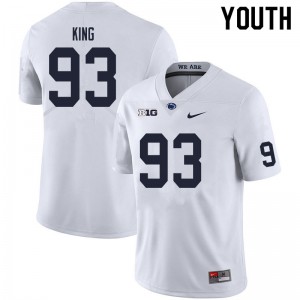 Youth Bradley King White PSU College Football #93 Jersey 914020-608