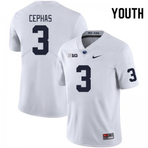 Youth Dante Cephas White PSU College Football #3 Jersey 564014-452