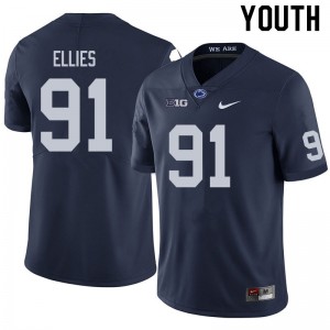 Youth Dvon Ellies Navy Penn State College Football #91 Jersey 538020-908