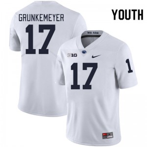 Youth Ethan Grunkemeyer White Penn State Nittany Lions College Football #17 Jersey 140038-616