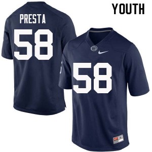 Youth Evan Presta Navy Nittany Lions College Football #58 Jersey 939041-505