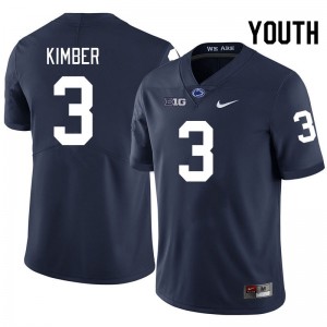 Youth Jalen Kimber Navy PSU College Football #3 Jersey 659425-977