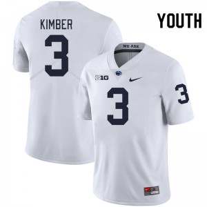 Youth Jalen Kimber White Penn State College Football #3 Jersey 189962-727