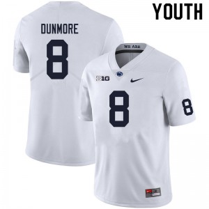 Youth John Dunmore White Penn State College Football #8 Jersey 755491-495