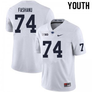Youth Olu Fashanu White Penn State College Football #74 Jersey 217352-343