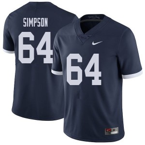 Men Zach Simpson Navy PSU College Throwback Football #64 Jersey 814894-566